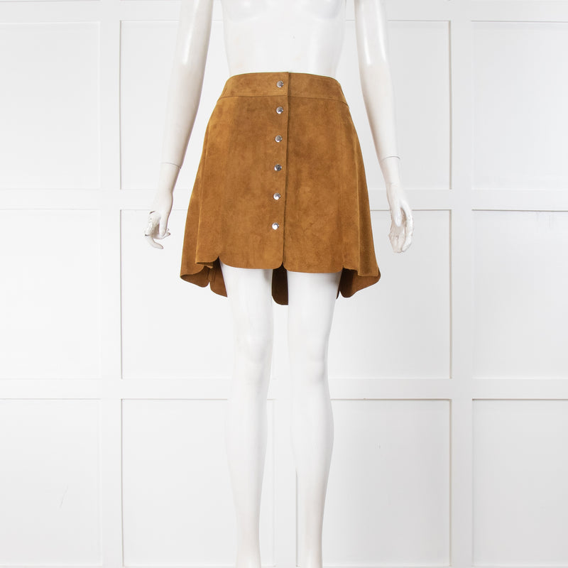 Etoile Isabel Marant Tan Suede Press Stud Mini Skirt
