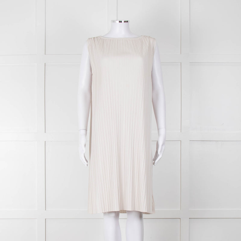 Max Mara Leisure Cream Pleated Sleeveless Tunic