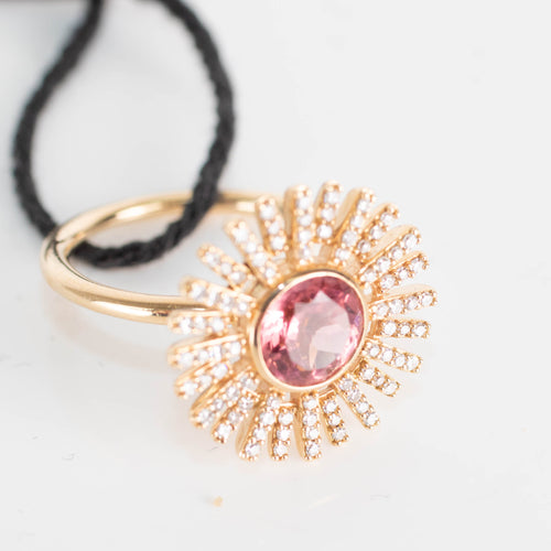 Astley Clarke Starburst 18c Yellow Gold Ring With Pink Tourmaline And Diamonds