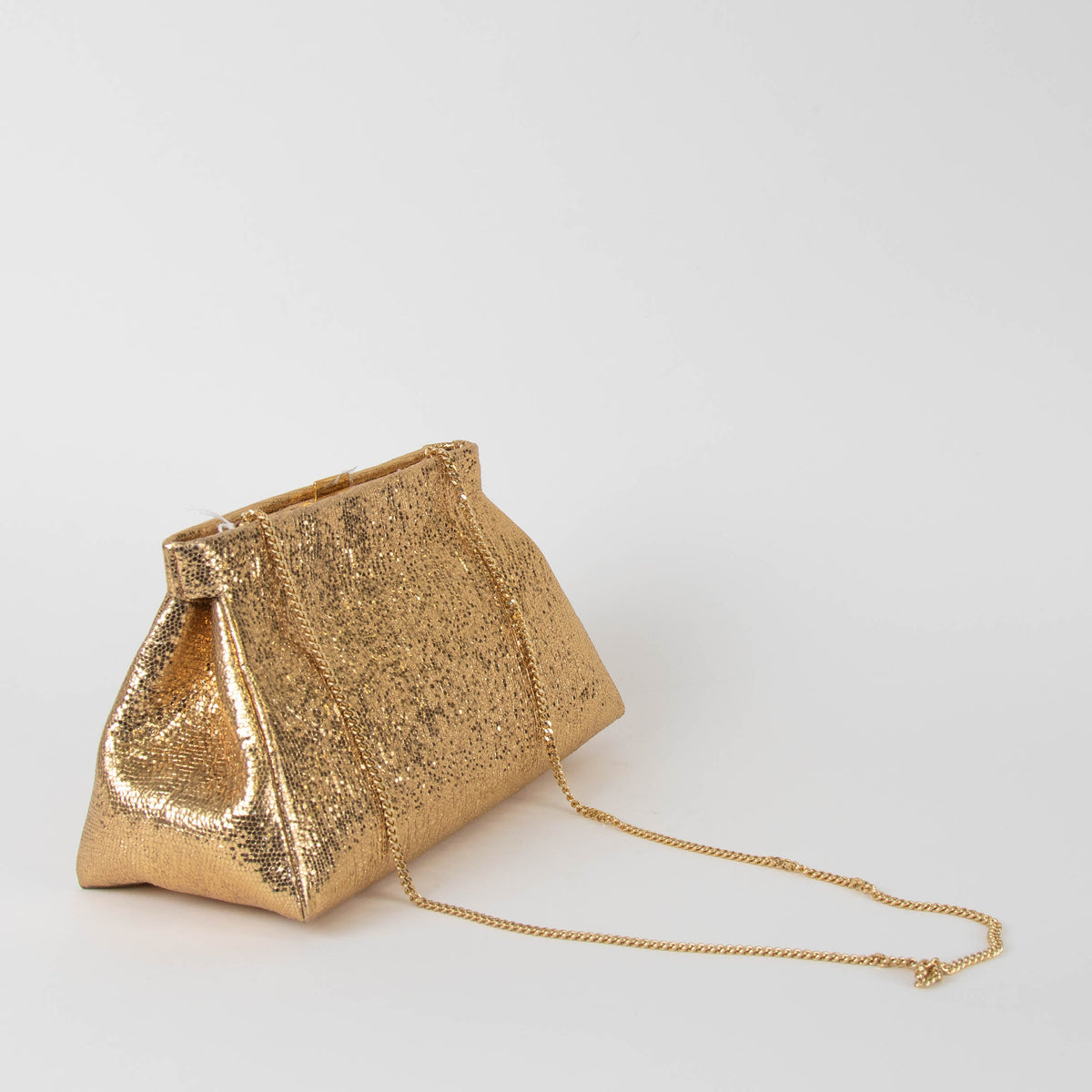 Demellier Cannes Smooth Gold Leather Clutch