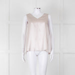 Purotatto Dusty Pink Silk Sleeveless Silver Chain Trim Top