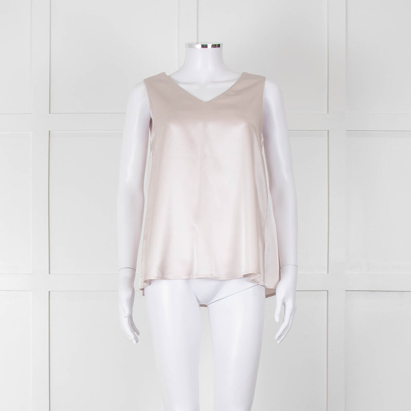 Purotatto Dusty Pink Silk Sleeveless Silver Chain Trim Top