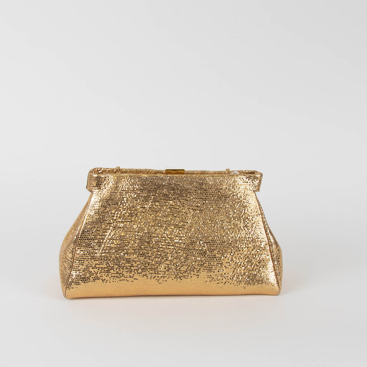 Demellier Cannes Smooth Gold Leather Clutch