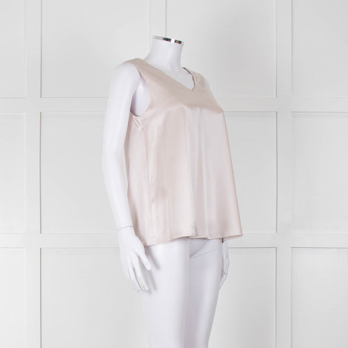 Purotatto Dusty Pink Silk Sleeveless Silver Chain Trim Top