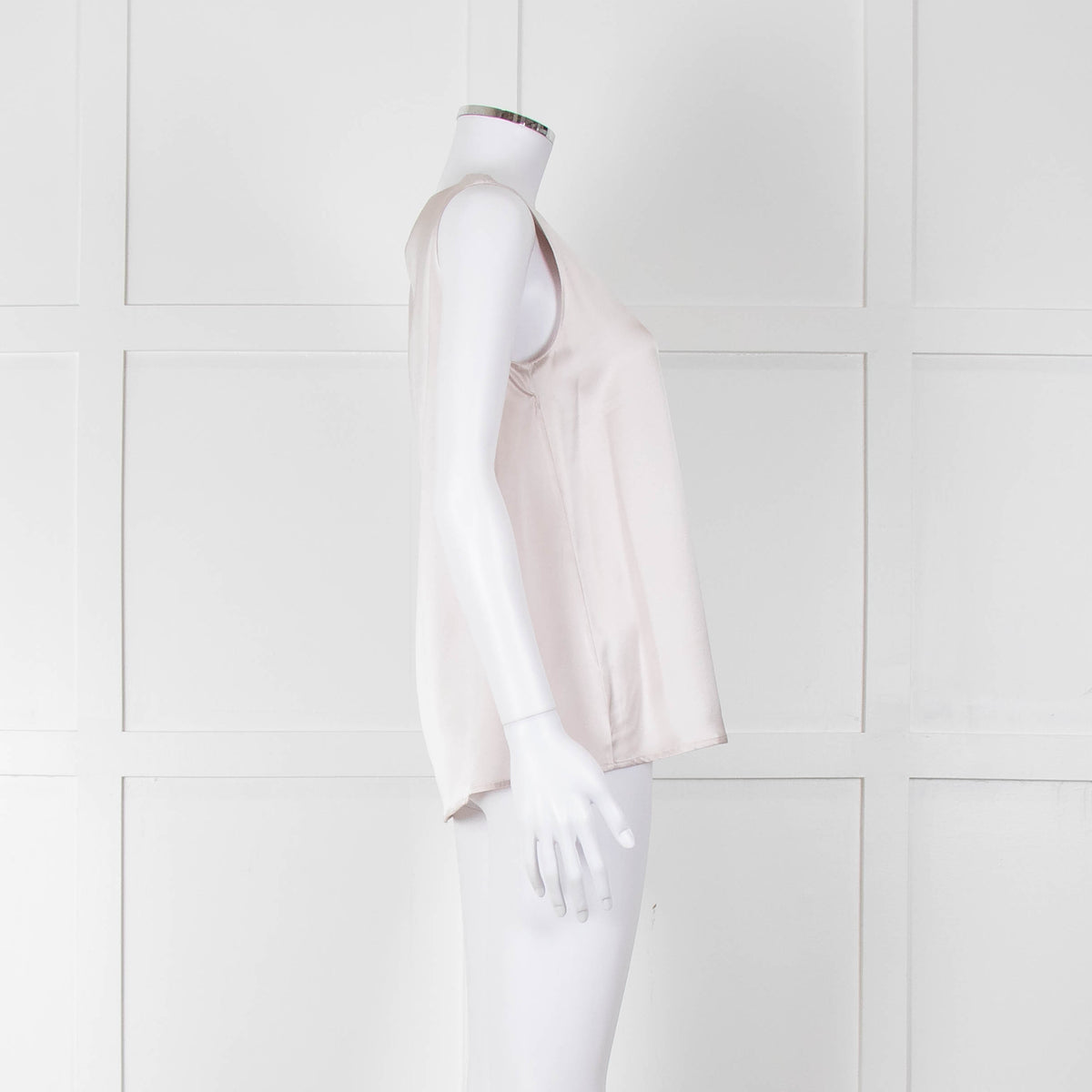 Purotatto Dusty Pink Silk Sleeveless Silver Chain Trim Top