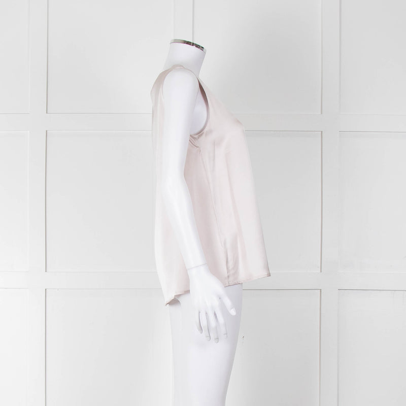 Purotatto Dusty Pink Silk Sleeveless Silver Chain Trim Top