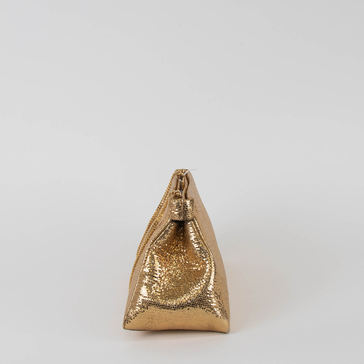 Demellier Cannes Smooth Gold Leather Clutch