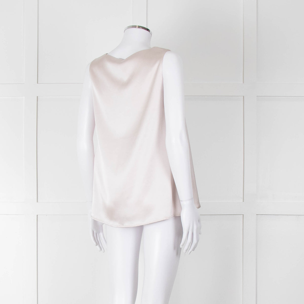 Purotatto Dusty Pink Silk Sleeveless Silver Chain Trim Top