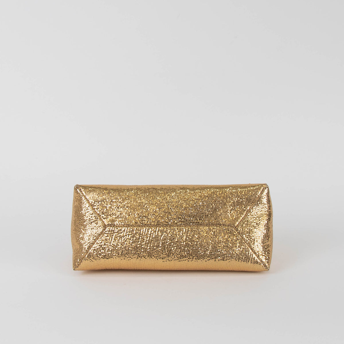 Demellier Cannes Smooth Gold Leather Clutch