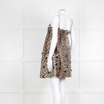 Ganni Leopard Print Embellished Babydoll Dress