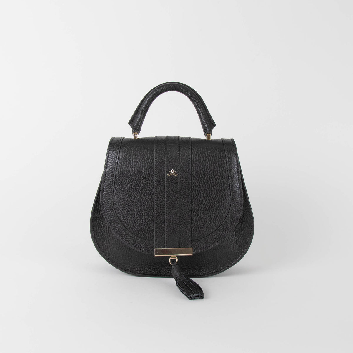 DeMellier Mini Venice Small Grain Black Leather Handle Bag