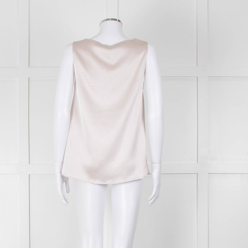 Purotatto Dusty Pink Silk Sleeveless Silver Chain Trim Top