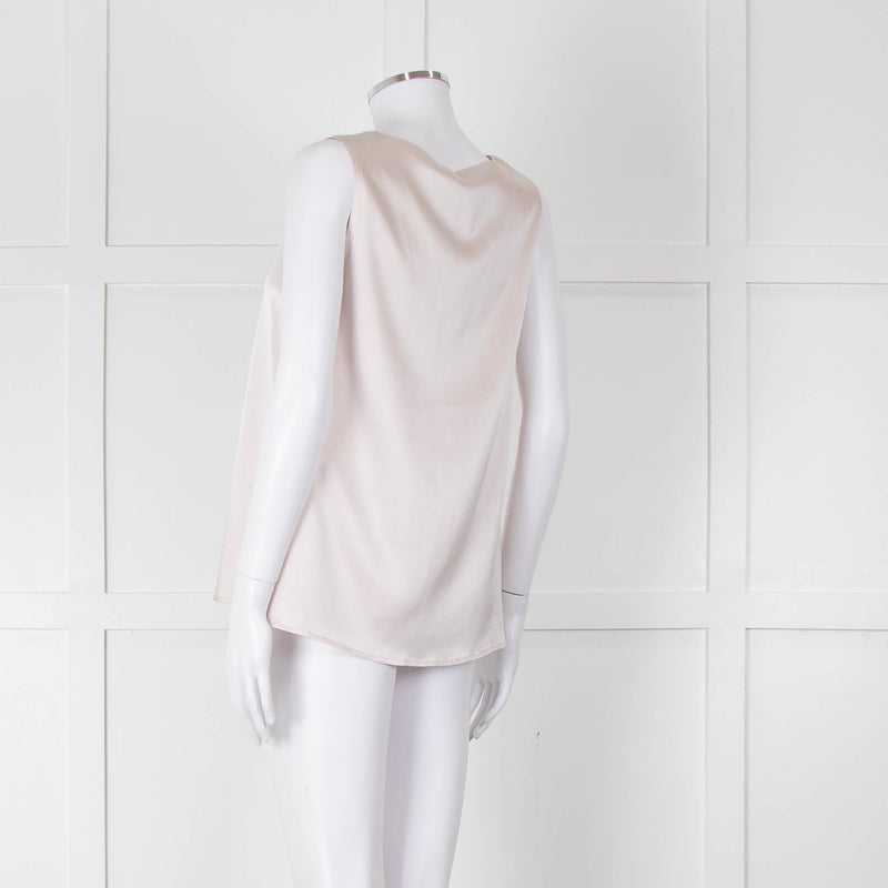 Purotatto Dusty Pink Silk Sleeveless Silver Chain Trim Top