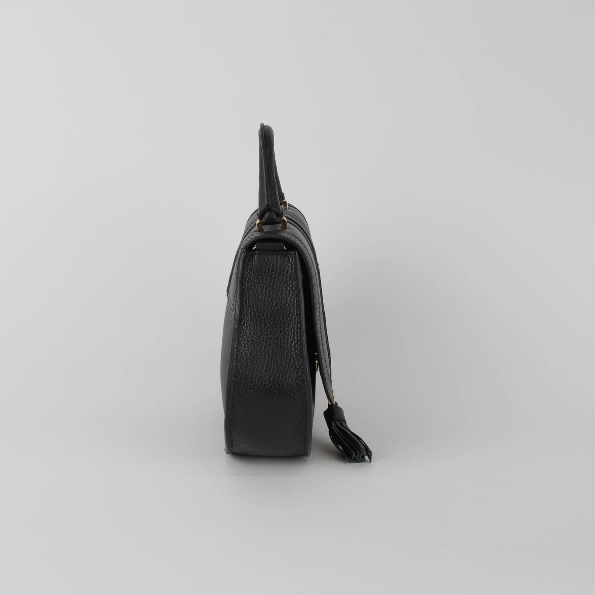 DeMellier Mini Venice Small Grain Black Leather Handle Bag