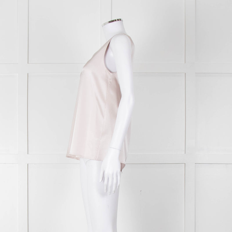 Purotatto Dusty Pink Silk Sleeveless Silver Chain Trim Top
