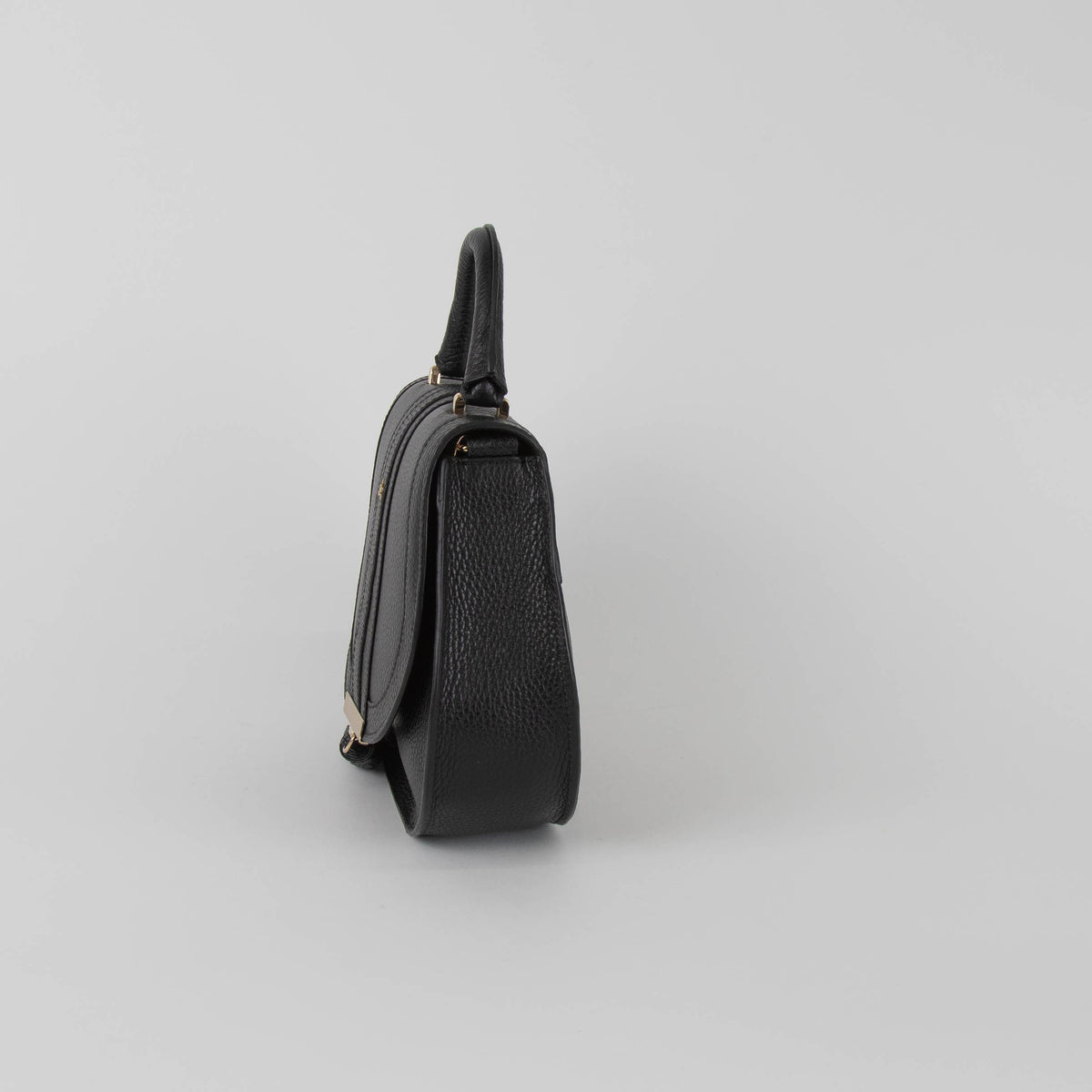 DeMellier Mini Venice Small Grain Black Leather Handle Bag