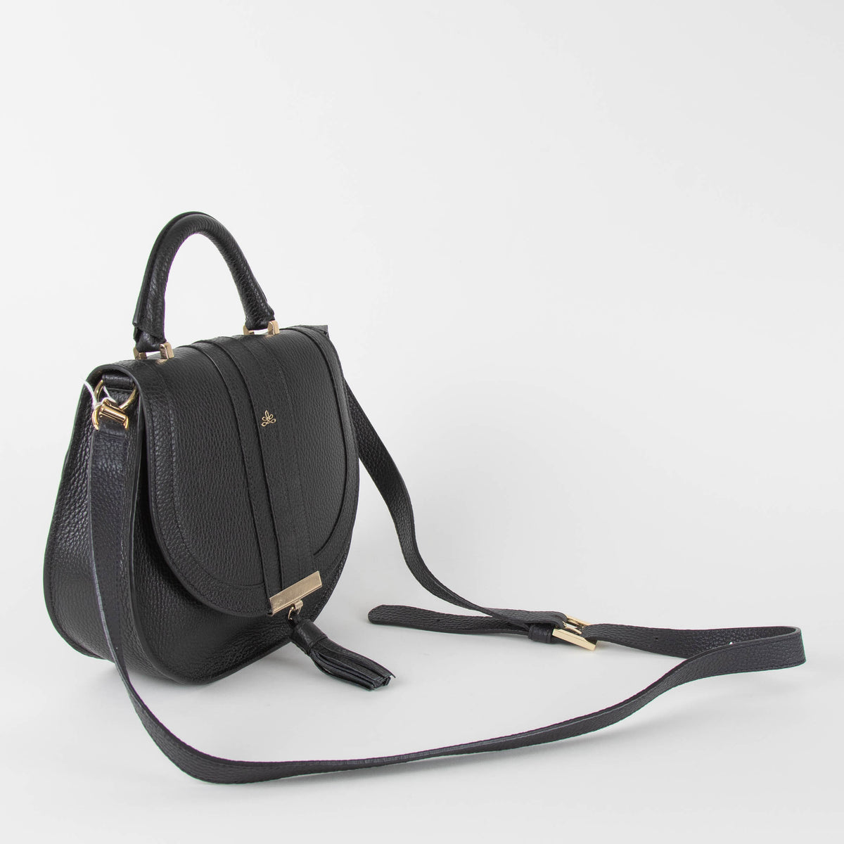 DeMellier Mini Venice Small Grain Black Leather Handle Bag
