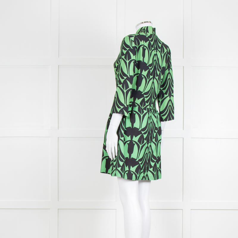 La Double J. Green and Black Mini Dress with High Neck