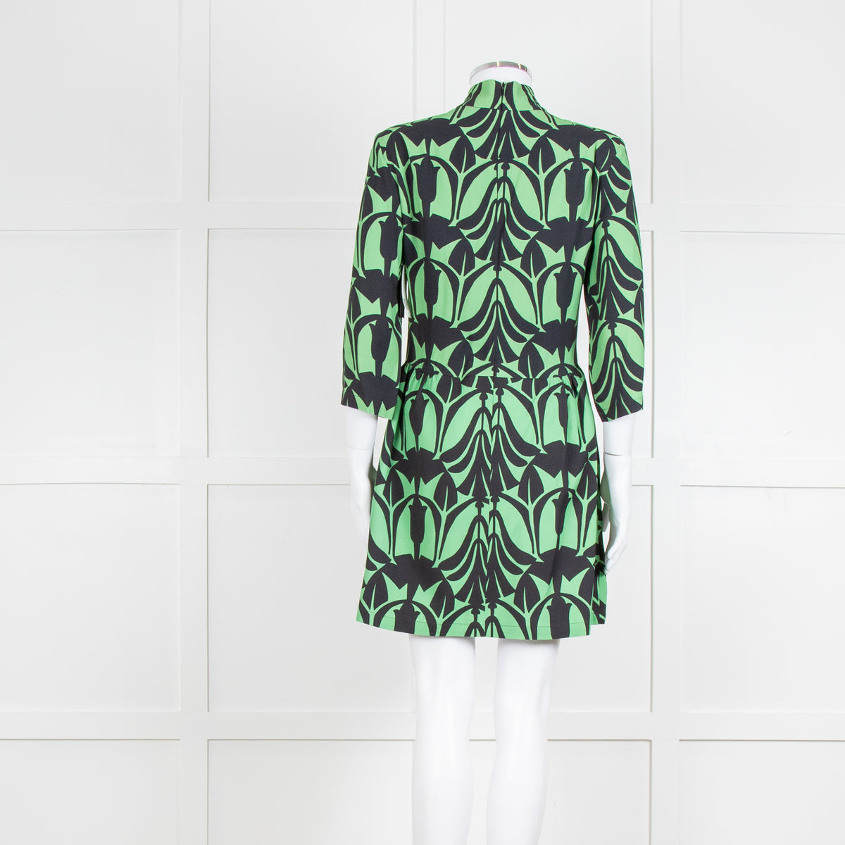 La Double J. Green and Black Mini Dress with High Neck