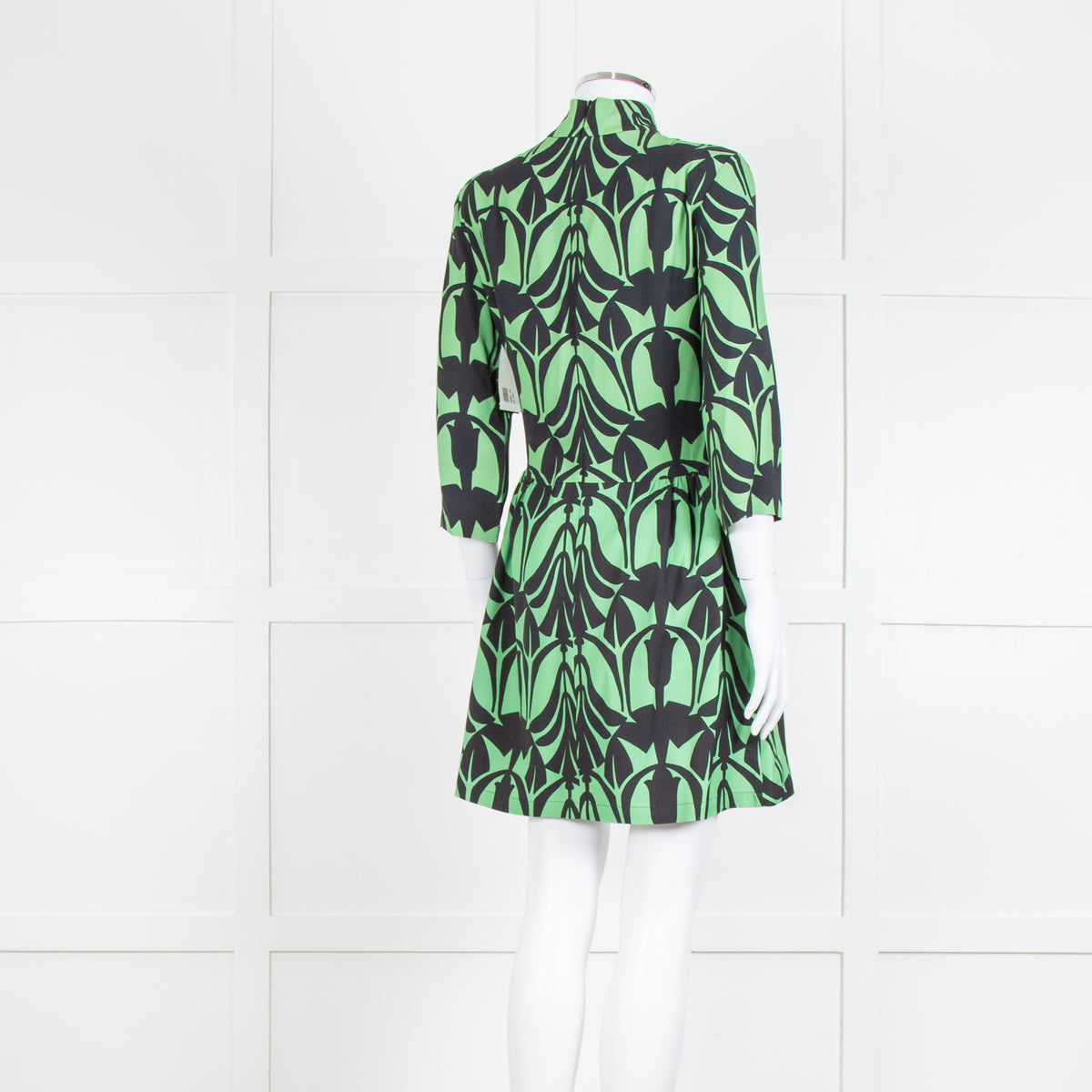 La Double J. Green and Black Mini Dress with High Neck