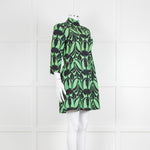 La Double J. Green and Black Mini Dress with High Neck