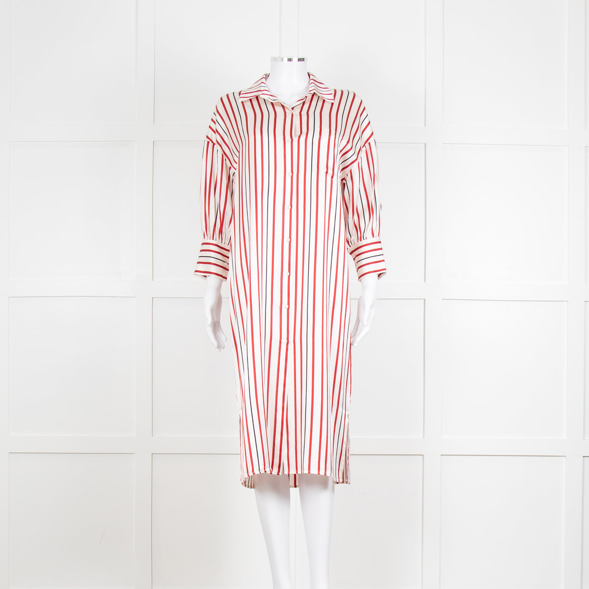 Anine Bing Red, White and Black Stripe Shirt Dress