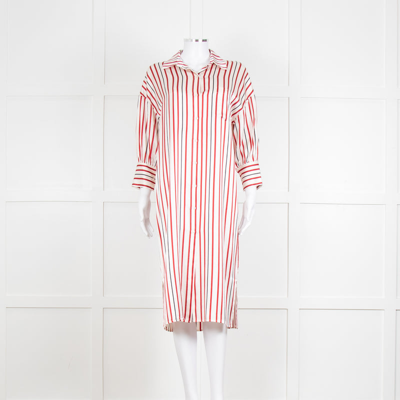 Anine Bing Red, White and Black Stripe Shirt Dress