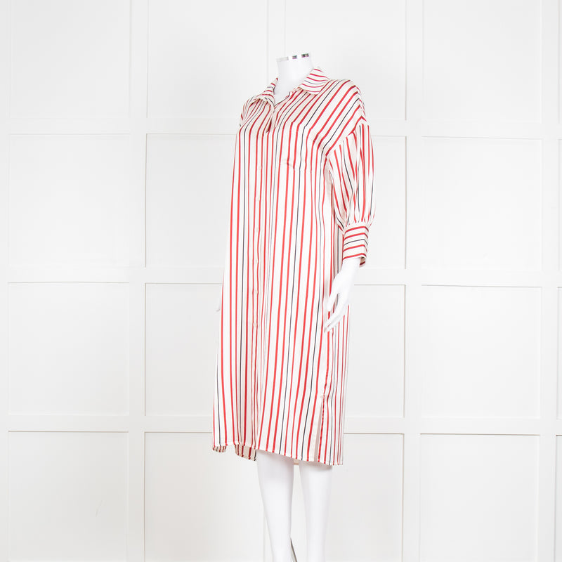 Anine Bing Red, White and Black Stripe Shirt Dress