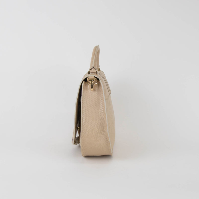 DeMellier Midi Venice Lizard Effect Ivory Bag