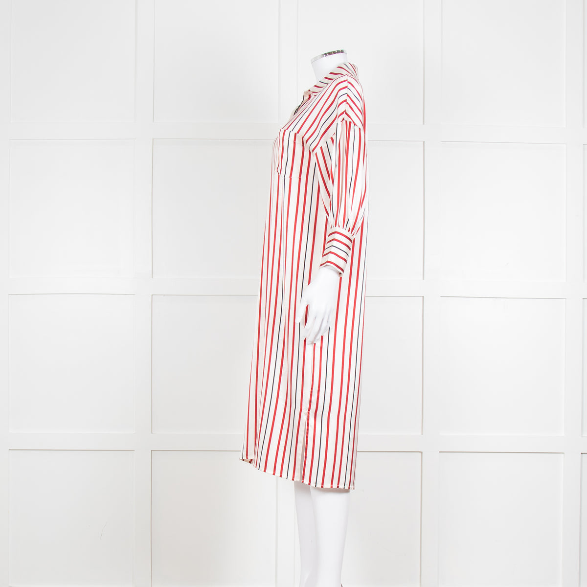 Anine Bing Red, White and Black Stripe Shirt Dress