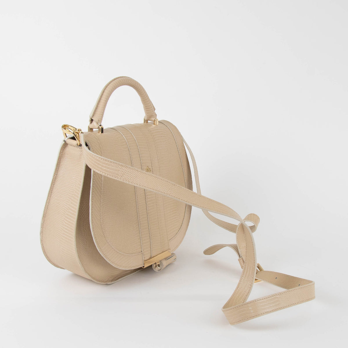 DeMellier Midi Venice Lizard Effect Ivory Bag