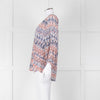 Joie White Blue Silk Aztek Print Long Sleeve Top