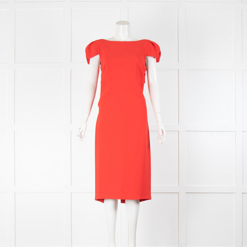 Antonio Berardi Red Split Sleeve Open Back Zip Dress