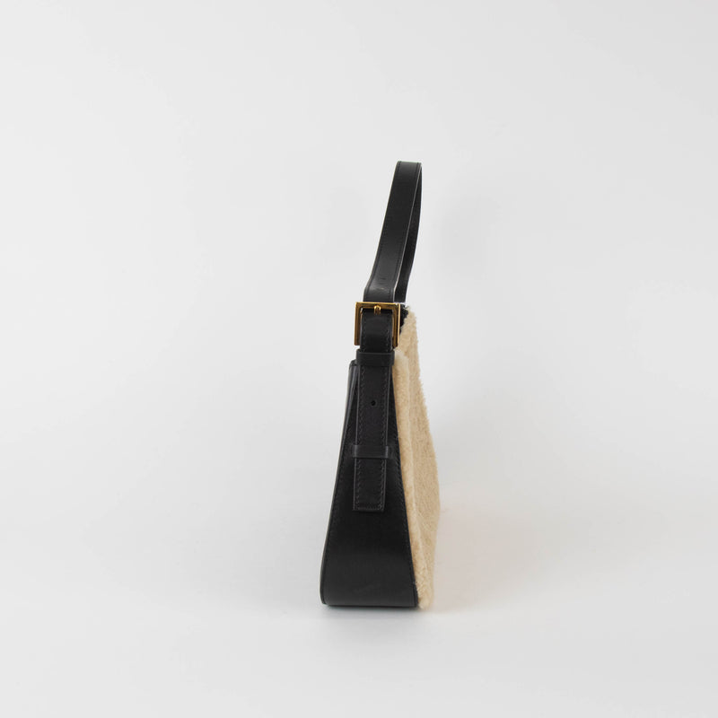 DeMellier Tokyo Shearling Beige/Black Shoulder Bag