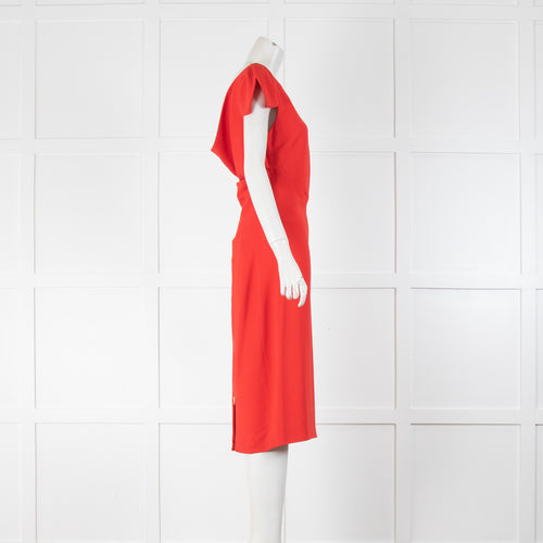Antonio Berardi Red Split Sleeve Open Back Zip Dress