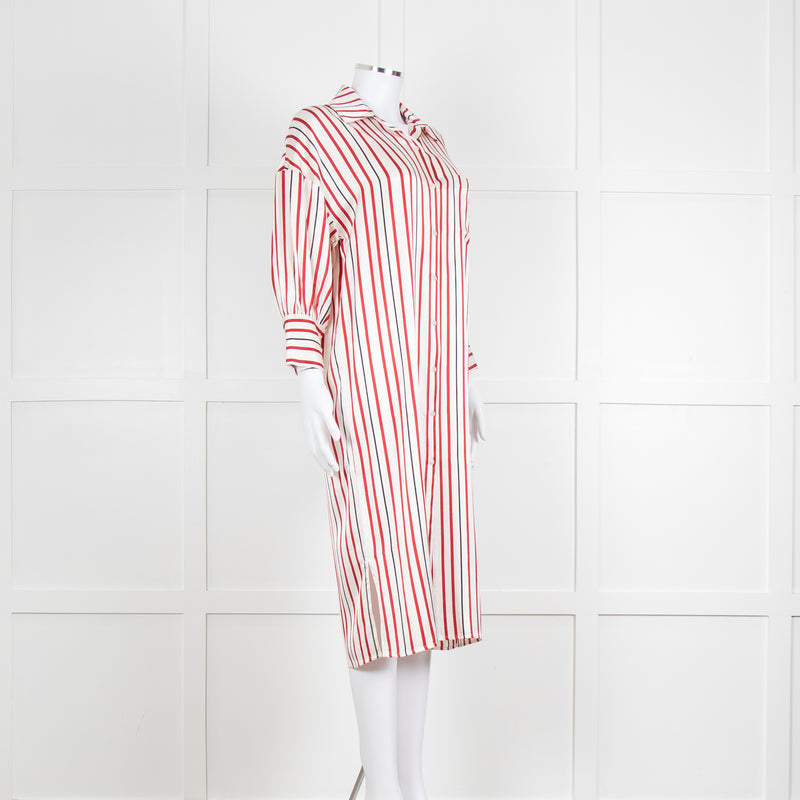 Anine Bing Red, White and Black Stripe Shirt Dress