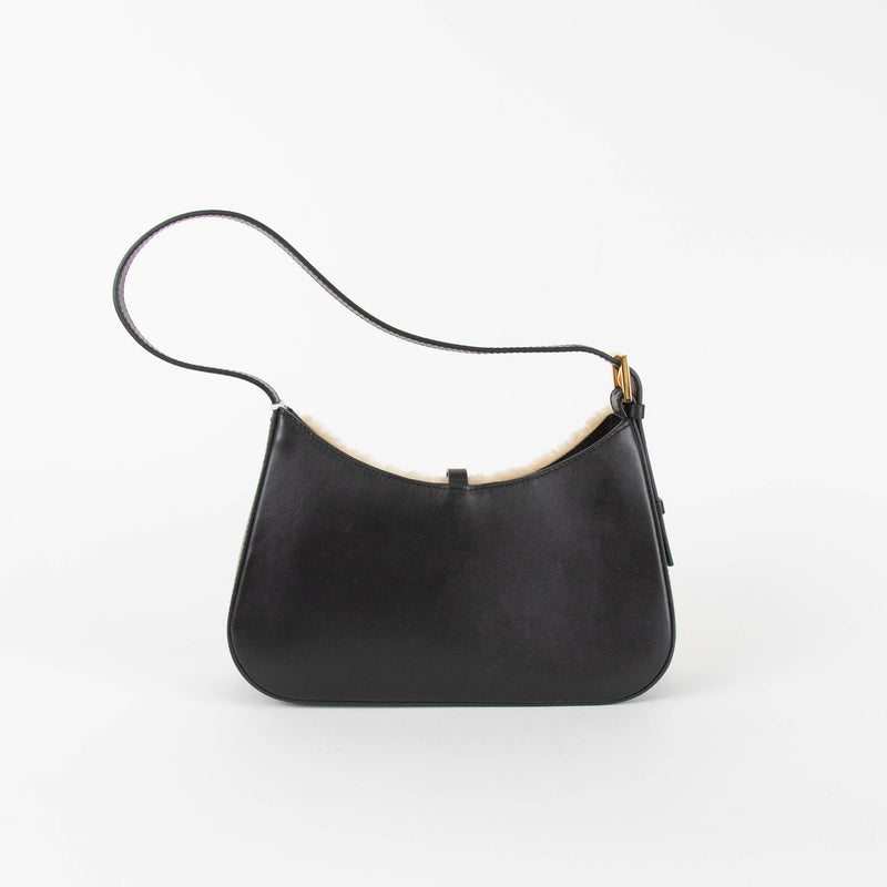 DeMellier Tokyo Shearling Beige/Black Shoulder Bag