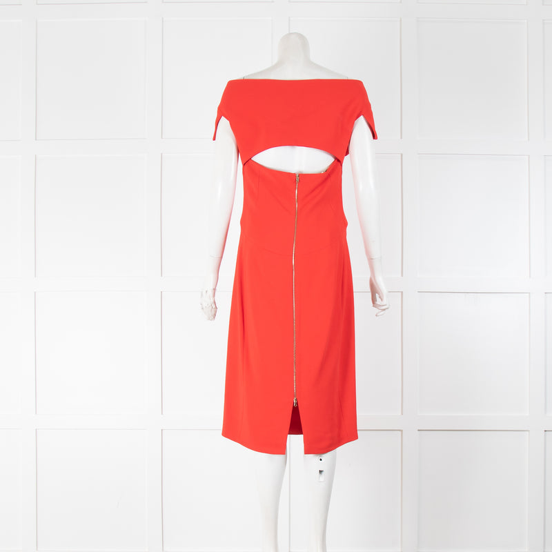 Antonio Berardi Red Split Sleeve Open Back Zip Dress