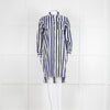 A.P.C Blue and White Striped Belted Shirt Dress