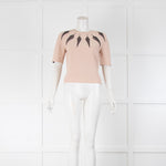 Alexander McQueen Pink Short Sleeve Top With Black Chevrons On Front