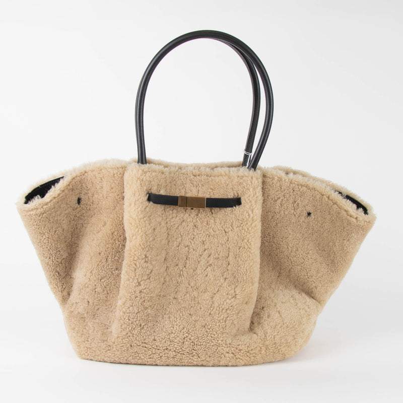Demellier New York Shearling Beige/Black Tote