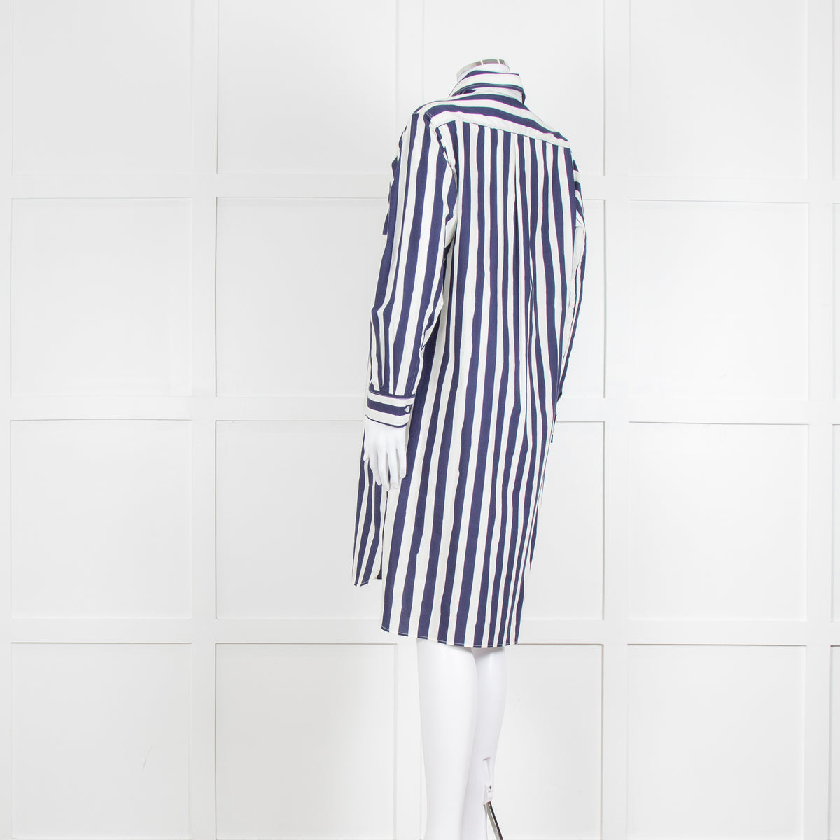 A.P.C Blue and White Striped Belted Shirt Dress
