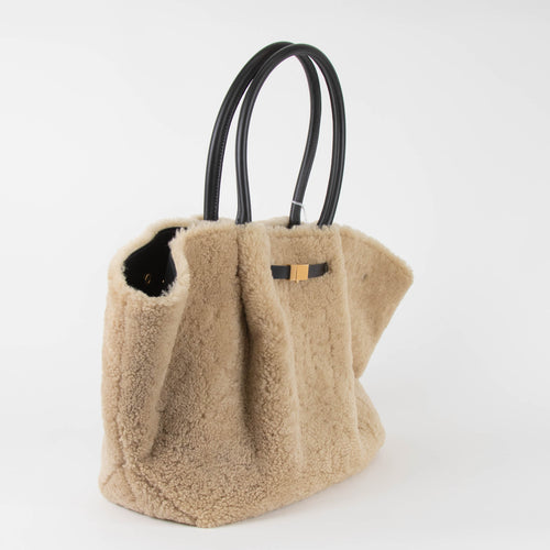 Demellier New York Shearling Beige/Black Tote
