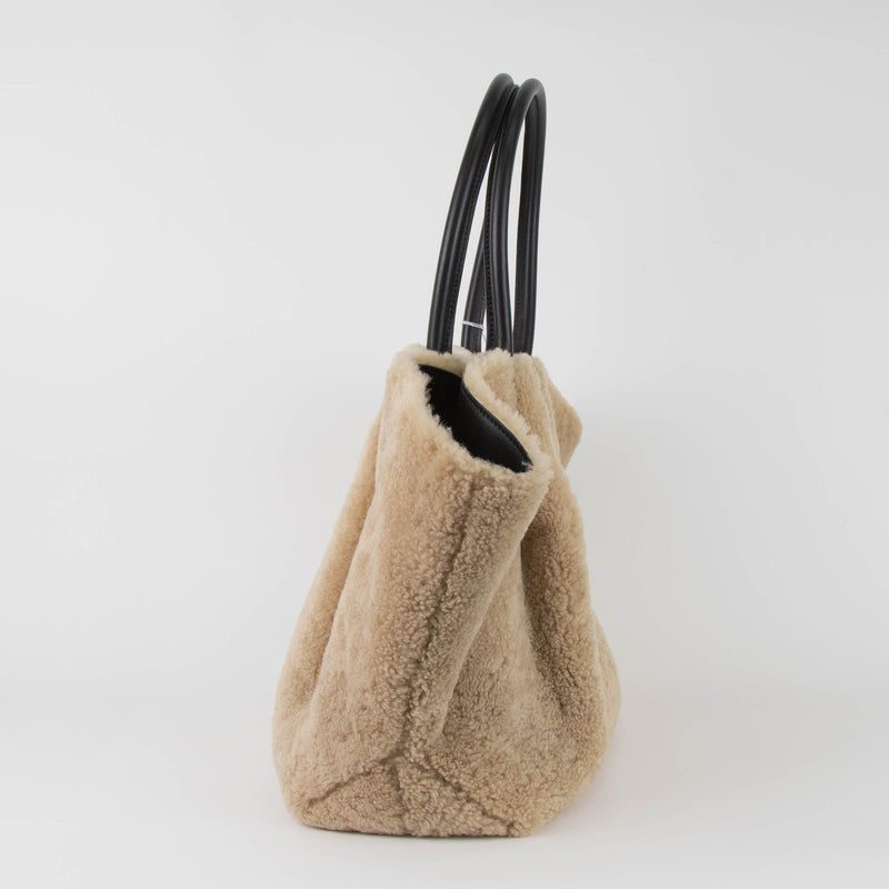 Demellier New York Shearling Beige/Black Tote