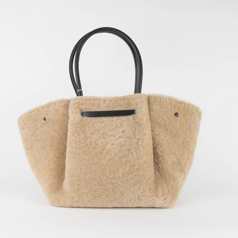 Demellier New York Shearling Beige/Black Tote