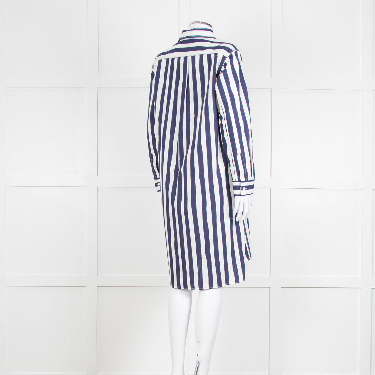A.P.C Blue and White Striped Belted Shirt Dress