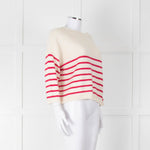Les Racines Du Ciel Cream Pink Striped Alpaca Blend Sweater