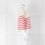 Les Racines Du Ciel Cream Pink Striped Alpaca Blend Sweater