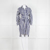 A.P.C Blue and White Striped Belted Shirt Dress