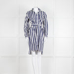 A.P.C Blue and White Striped Belted Shirt Dress